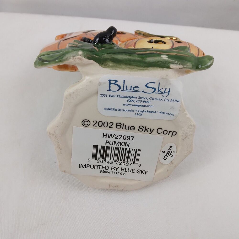 Vtg Blue Sky Heather Goldminc Halloween Tealight Holder Pumpkin Jack O Lantern - Picture 6 of 8